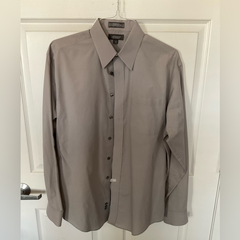Gray LS Button Up Dress Shirt, 16.5x36